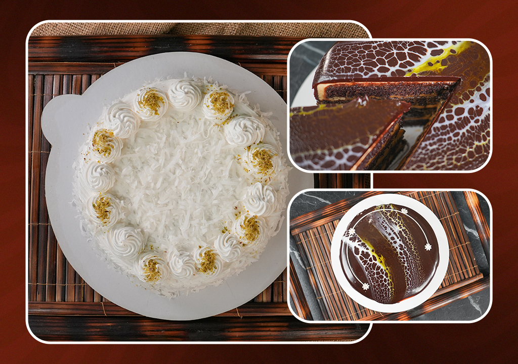 Pistachio Coconut Cake/Chocolate Caramel Cake Course